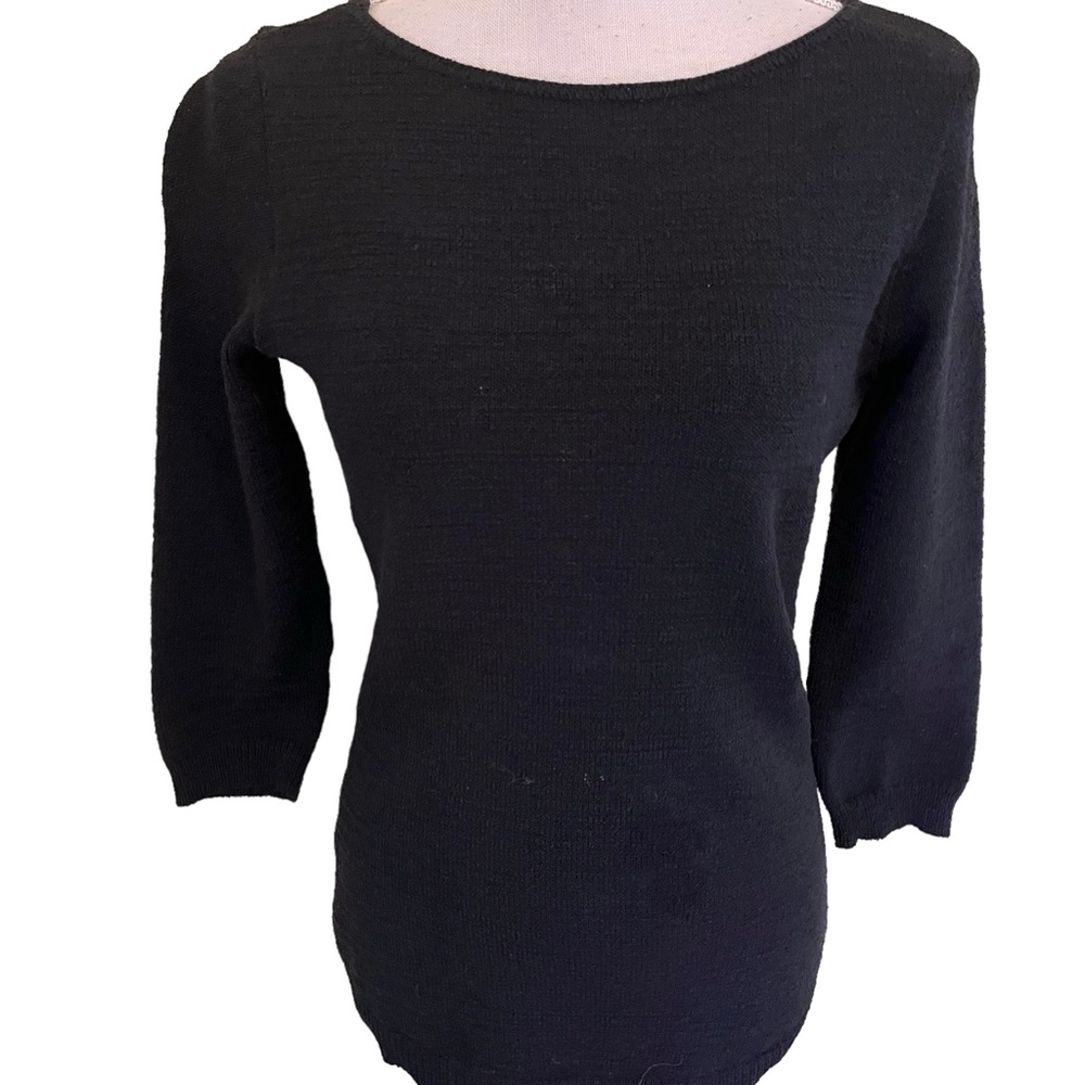 Bette Paige Black Boat Neck 3/4 Sleeve Vintage Sweater M